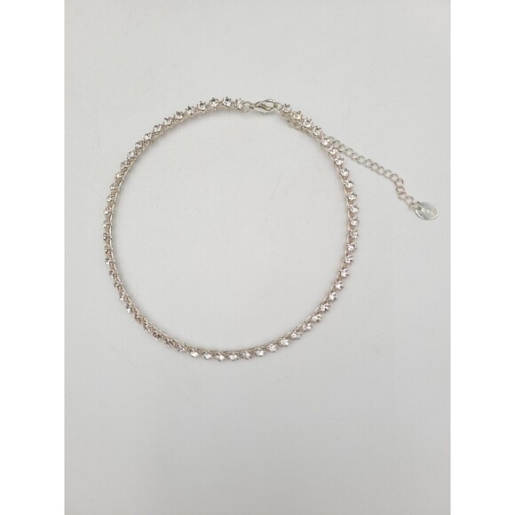 Icing Signed Clear Rhinestone Silver Tone Choker Necklace Adjustable Sparkling - Picture 3 of 3